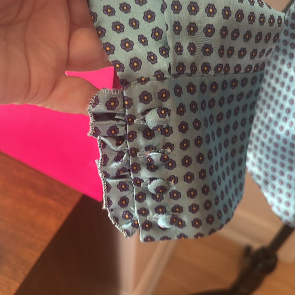 Satin Ruffled Button Down Blouse/Top - Picture 3 of 11
